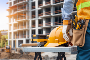 casque-boite-outils-chantier-echafaudage